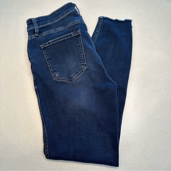 KUT From The Kloth Connie Ankle Skinny Jeans Frayed Hem Dark Blue Women’s Size 8 - Picture 4 of 15